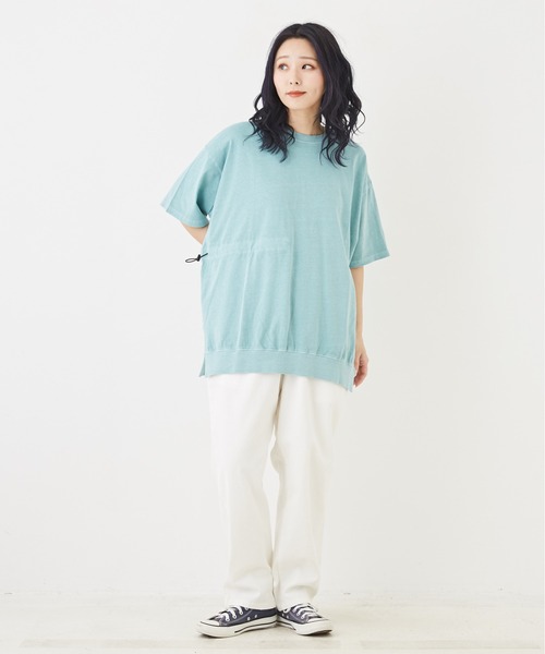 CUBE SUGAR(キューブシュガー)の「OE天竺カットソードロストバックプリントTシャツ(Tシャツ/カットソー・レディース・イエロー/スミクロ/ホワイト/サックスブルー・M)」の16枚目の写真