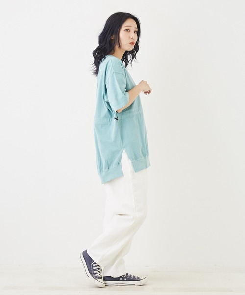 CUBE SUGAR(キューブシュガー)の「OE天竺カットソードロストバックプリントTシャツ(Tシャツ/カットソー・レディース・イエロー/スミクロ/ホワイト/サックスブルー・M)」の17枚目の写真