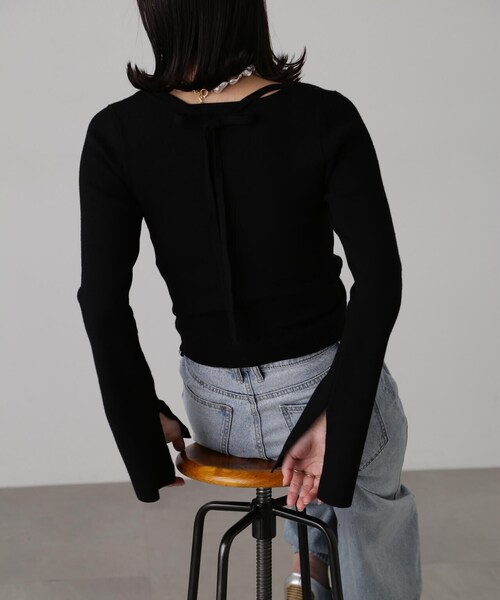 FREE'S MART（フリーズマート）の「キャミレイヤードニットカーディガン（ニット/セーター・レディース・ブルー/ブラック/ホワイト・FREE）」の9枚目の写真