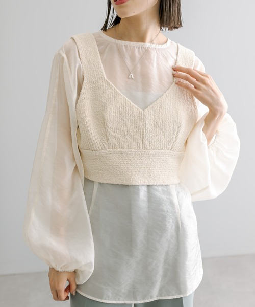 mystic（ミスティック）の「【SET ITEM】ニットキャミセットブラウス（シャツ/ブラウス・レディース・ブラック/アイボリー/グリーン・FREE）」の15枚目の写真