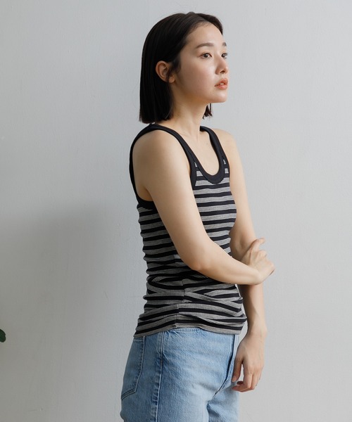 AMERICAN RAG CIE（アメリカンラグシー）の「Robert P’miller Prib Cup US tank（タンクトップ・レディース・ブルー/チャコールグレー/アイボリー/イエロー/ネイビー・FREE）」の15枚目の写真