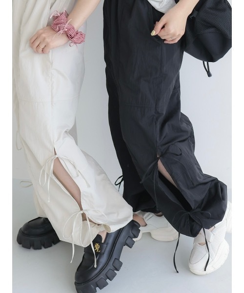 side ribbon pants【低身長~高身長】（カーゴパンツ）｜jumelle