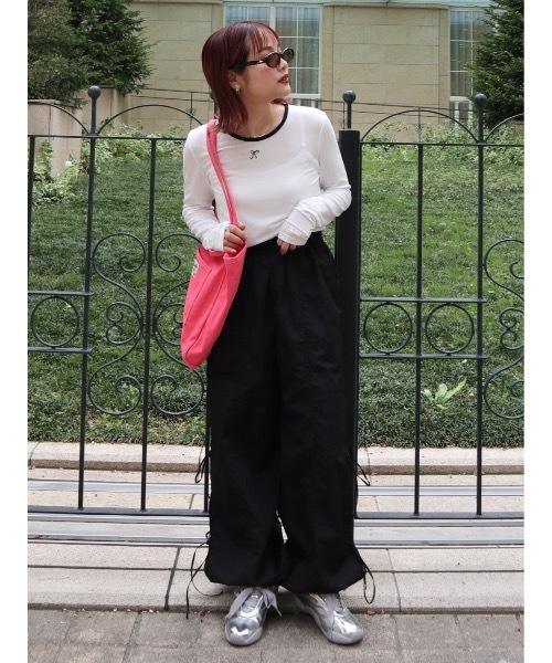 side ribbon pants【低身長~高身長】（カーゴパンツ）｜jumelle
