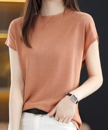 20SS美品MAXMARAリブニットプルオーバートップス半袖オレンジサマーニット 20SS美品MAXMARAリブニットプルオーバートップス半袖オレンジ