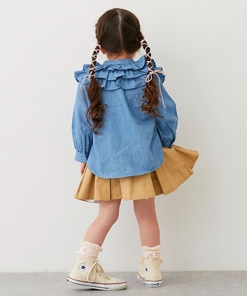 petit main(プティマイン)の「【リンク】ボリュームタックスカパン(キッズ)(スカート・キッズ・ブルー/アイボリー/ベージュ/ネイビー・80cm/90cm/100cm/110cm/120cm/130cm)」の12枚目の写真