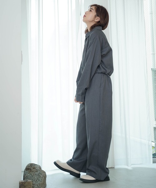 mimi toujours(ミミトゥジュール)の「ワイド ジャンプスーツ mimi toujours×itsPeachi(ワンピース・レディース・ブルーグレー/チャコール・M)」の10枚目の写真