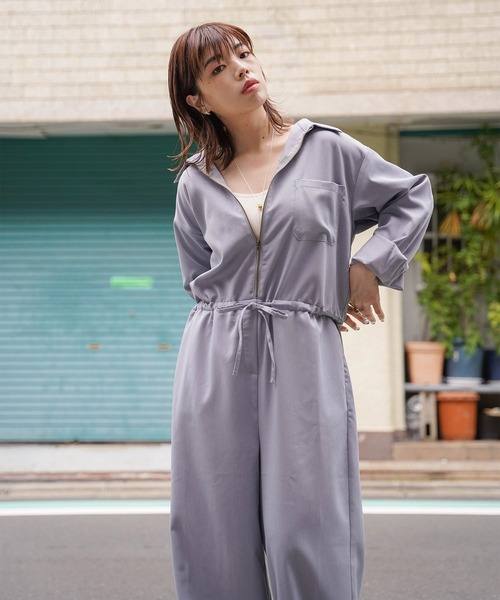 mimi toujours(ミミトゥジュール)の「ワイド ジャンプスーツ mimi toujours×itsPeachi(ワンピース・レディース・ブルーグレー/チャコール・M)」の15枚目の写真