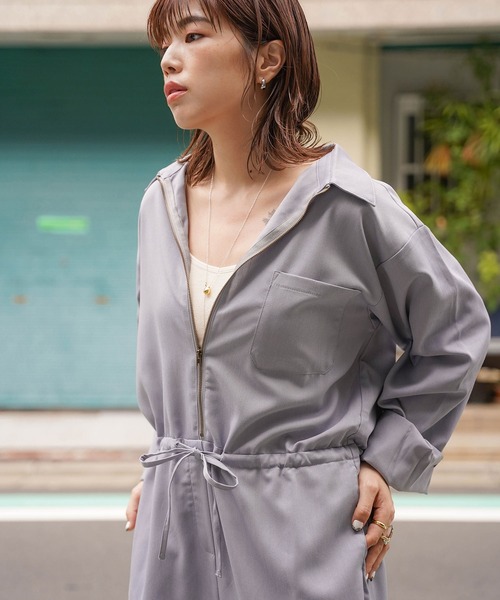 mimi toujours(ミミトゥジュール)の「ワイド ジャンプスーツ mimi toujours×itsPeachi(ワンピース・レディース・ブルーグレー/チャコール・M)」の16枚目の写真