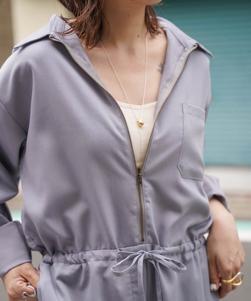 mimi toujours(ミミトゥジュール)の「ワイド ジャンプスーツ mimi toujours×itsPeachi(ワンピース・レディース・ブルーグレー/チャコール・M)」の18枚目の写真