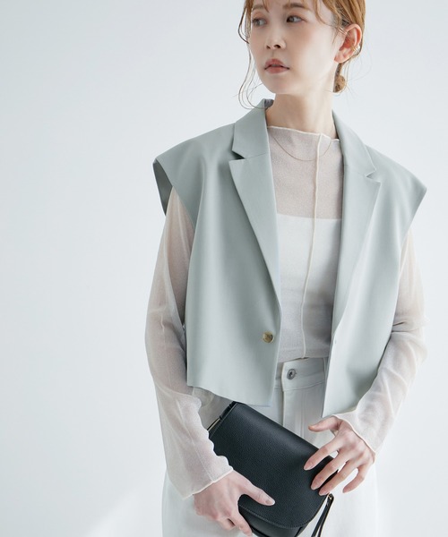 ROPE' PICNIC（ロペピクニック）の「ショート丈ジレ/UVカット・リンクコーデ（ベスト・レディース・サックスブルー/ベージュ系その他2/ネイビー・38）」の3枚目の写真