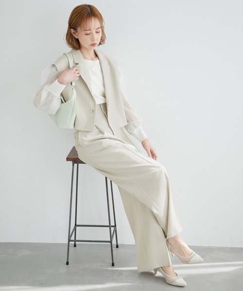 ROPE' PICNIC（ロペピクニック）の「ショート丈ジレ/UVカット・リンクコーデ（ベスト・レディース・サックスブルー/ベージュ系その他2/ネイビー・38）」の4枚目の写真