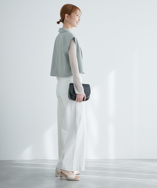 ROPE' PICNIC（ロペピクニック）の「ショート丈ジレ/UVカット・リンクコーデ（ベスト・レディース・サックスブルー/ベージュ系その他2/ネイビー・38）」の9枚目の写真