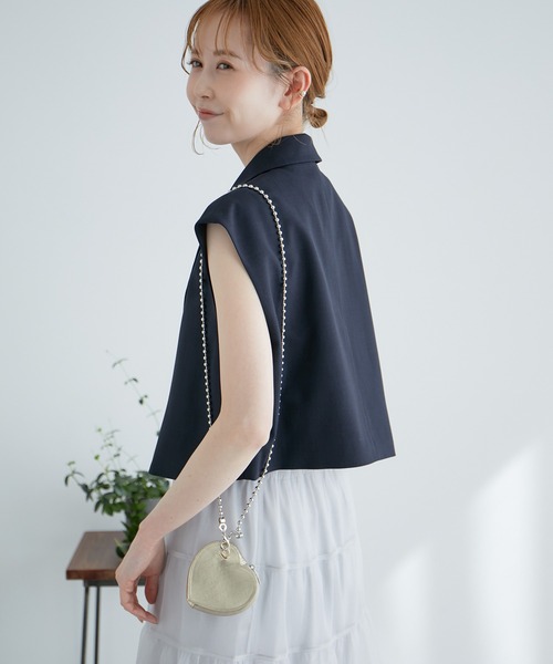 ROPE' PICNIC（ロペピクニック）の「ショート丈ジレ/UVカット・リンクコーデ（ベスト・レディース・サックスブルー/ベージュ系その他2/ネイビー・38）」の14枚目の写真