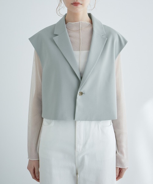 ROPE' PICNIC（ロペピクニック）の「ショート丈ジレ/UVカット・リンクコーデ（ベスト・レディース・サックスブルー/ベージュ系その他2/ネイビー・38）」の15枚目の写真