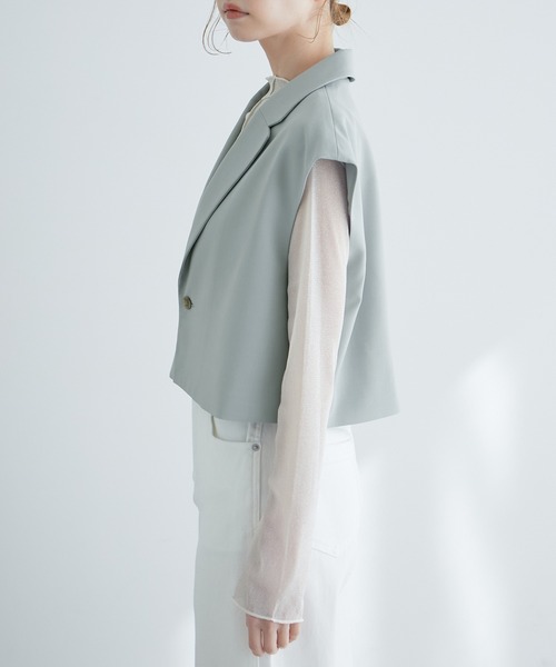 ROPE' PICNIC（ロペピクニック）の「ショート丈ジレ/UVカット・リンクコーデ（ベスト・レディース・サックスブルー/ベージュ系その他2/ネイビー・38）」の16枚目の写真