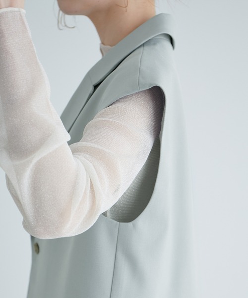 ROPE' PICNIC（ロペピクニック）の「ショート丈ジレ/UVカット・リンクコーデ（ベスト・レディース・サックスブルー/ベージュ系その他2/ネイビー・38）」の21枚目の写真