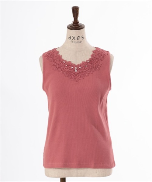 axes femme（アクシーズファム）の「吸水速乾フラワーレースタンク（タンクトップ・レディース・サックスブルー/ブラック/キナリ/イエロー/ピンク/グリーン/オレンジ/ミント・FREE）」の9枚目の写真