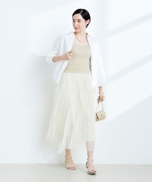 Noko Ohno アイボリー プリーツスカートLL Noko Ohno アイボリー プリーツスカートLL