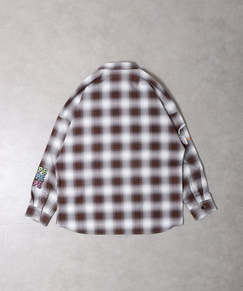 RE730(アールイーセブンサーティー)の「Ombre check wide long sleeve shirt / オンブレチェック 長袖シャツ(シャツ/ブラウス・メンズ・ブラック/ブラウン・M/L)」の7枚目の写真