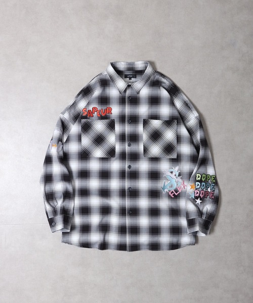 RE730(アールイーセブンサーティー)の「Ombre check wide long sleeve shirt / オンブレチェック 長袖シャツ(シャツ/ブラウス・メンズ・ブラック/ブラウン・M/L)」の19枚目の写真