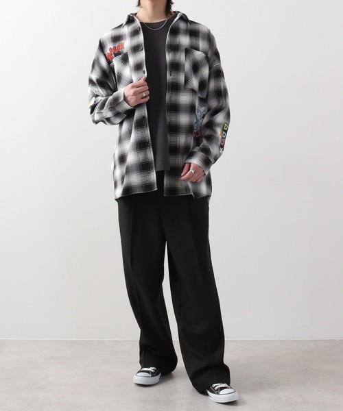 RE730(アールイーセブンサーティー)の「Ombre check wide long sleeve shirt / オンブレチェック 長袖シャツ(シャツ/ブラウス・メンズ・ブラック/ブラウン・M/L)」の17枚目の写真