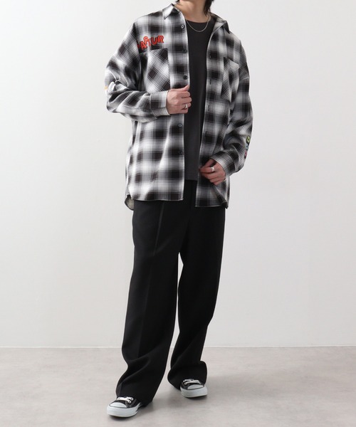 RE730(アールイーセブンサーティー)の「Ombre check wide long sleeve shirt / オンブレチェック 長袖シャツ(シャツ/ブラウス・メンズ・ブラック/ブラウン・M/L)」の18枚目の写真