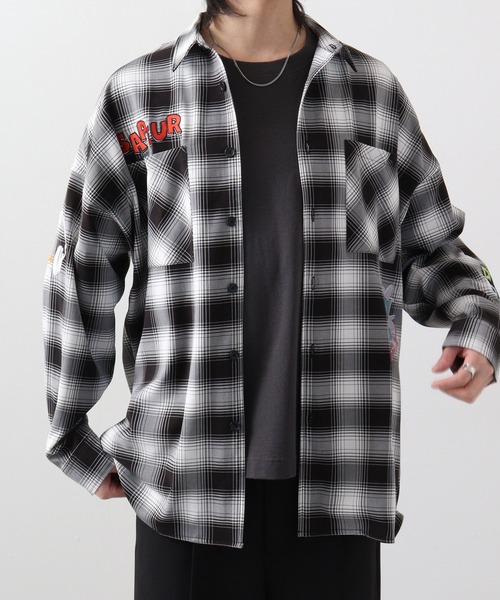 RE730(アールイーセブンサーティー)の「Ombre check wide long sleeve shirt / オンブレチェック 長袖シャツ(シャツ/ブラウス・メンズ・ブラック/ブラウン・M/L)」の13枚目の写真
