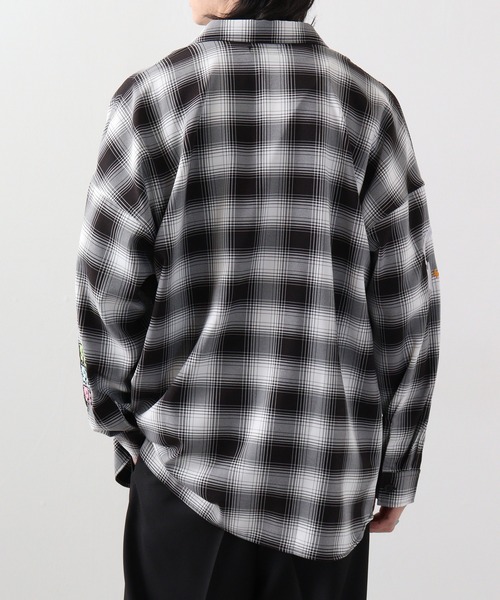 Ombre check wide long sleeve shirt / オンブレチェック 長袖
