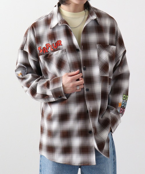 RE730(アールイーセブンサーティー)の「Ombre check wide long sleeve shirt / オンブレチェック 長袖シャツ(シャツ/ブラウス・メンズ・ブラック/ブラウン・M/L)」の20枚目の写真