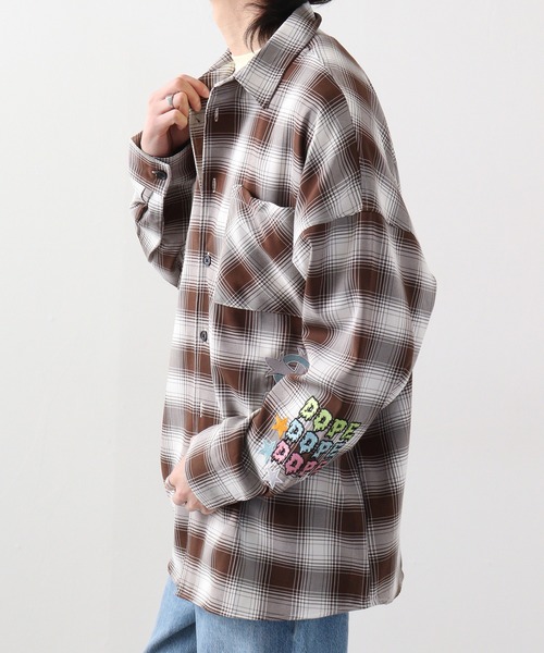 RE730(アールイーセブンサーティー)の「Ombre check wide long sleeve shirt / オンブレチェック 長袖シャツ(シャツ/ブラウス・メンズ・ブラック/ブラウン・M/L)」の21枚目の写真