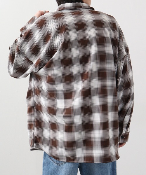RE730(アールイーセブンサーティー)の「Ombre check wide long sleeve shirt / オンブレチェック 長袖シャツ(シャツ/ブラウス・メンズ・ブラック/ブラウン・M/L)」の22枚目の写真
