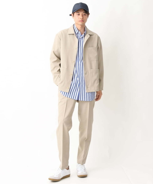 a.v.v（アーヴェヴェ）の「【シワになりにくい】リライトカバーオール（セットアップ可）（カバーオール・メンズ・ベージュ/ネイビー・46/48）」の4枚目の写真
