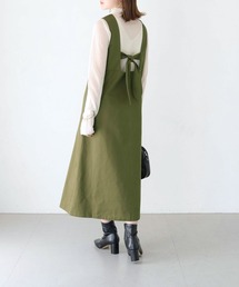 HER CLOSET |  【HER CLOSET】WEB限定バックリボンチノジャンパースカート WEB LIMITED BACK RIBBON CHINO JUMPER SKIRT(ジャンパースカート)