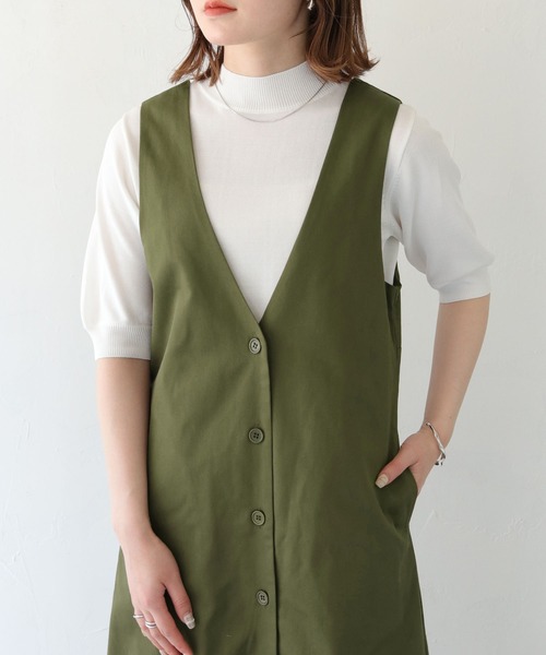 HER CLOSET（ハークローゼット）の「 【HER CLOSET】WEB限定バックリボンチノジャンパースカート WEB LIMITED BACK RIBBON CHINO JUMPER SKIRT（ジャンパースカート・レディース・ベージュ/ブラック/カーキ・M）」の18枚目の写真