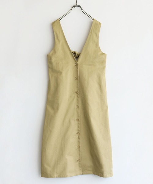 HER CLOSET（ハークローゼット）の「 【HER CLOSET】WEB限定バックリボンチノジャンパースカート WEB LIMITED BACK RIBBON CHINO JUMPER SKIRT（ジャンパースカート・レディース・ベージュ/ブラック/カーキ・M）」の9枚目の写真