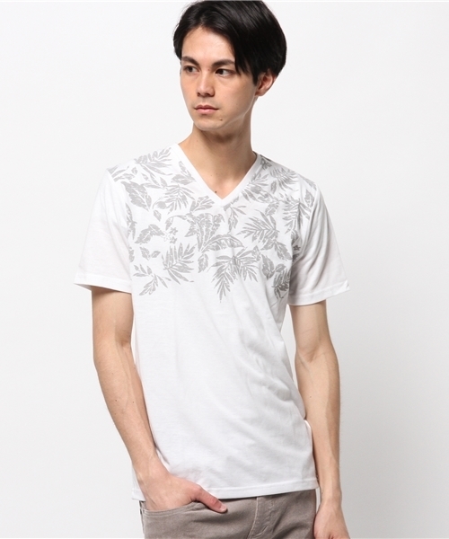 VENCEEXCHANGE（ヴァンスエクスチェンジ）の「花柄グラデーションTシャツ  （Tシャツ/カットソー・メンズ・オフホワイト/ダークグリーン/ブラック・MEDIUM/SMALL/LARGE）」の2枚目の写真