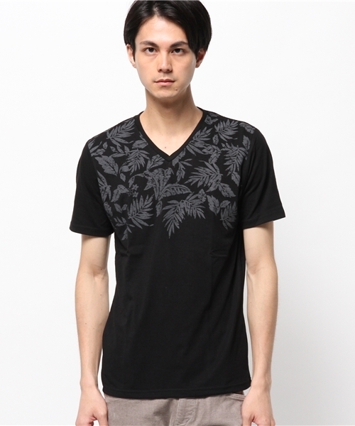 VENCEEXCHANGE（ヴァンスエクスチェンジ）の「花柄グラデーションTシャツ  （Tシャツ/カットソー・メンズ・オフホワイト/ダークグリーン/ブラック・MEDIUM/SMALL/LARGE）」の3枚目の写真