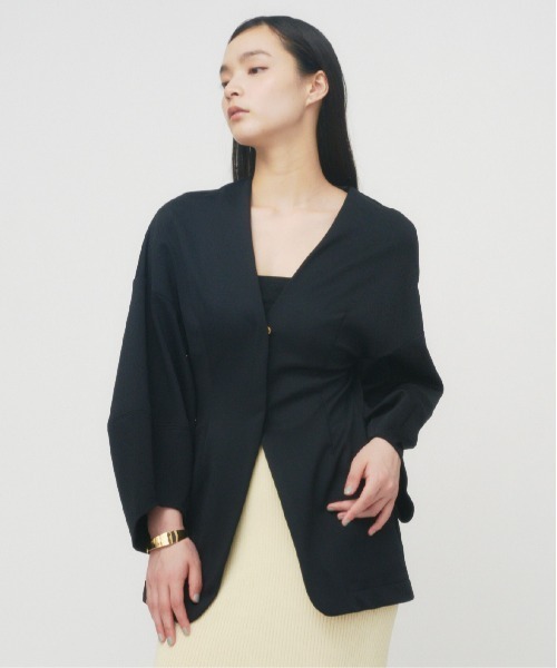 SCUBA JERSEY COLLARLESS JACKET / スキューバジャージカラーレス