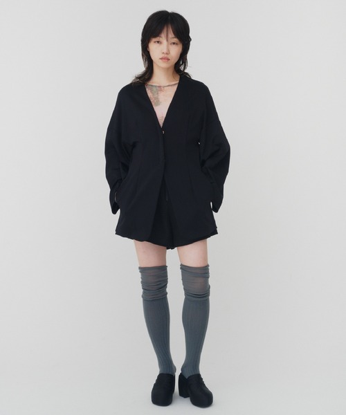 セール】SCUBA JERSEY COLLARLESS JACKET / スキューバジャージカラー