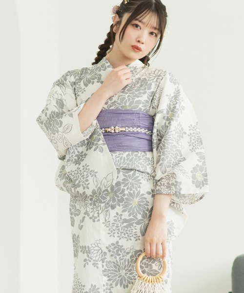 CELEN（セレン）の「【1人で着られる浴衣4点セット】浴衣・兵児帯・腰紐2本《夏ときめき浴衣》（浴衣・レディース・その他3/その他12/その他4/その他7/その他9/その他6/その他8/その他10/その他1/その他2/その他5/その他11/ホワイト系/イエロー系/グレー系1/グレー系2/アイボリー系/グレー系3/ブラウン系1/ブラウン系2/ネイビー系・FREE）」の2枚目の写真