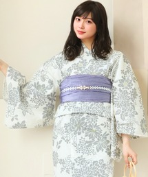 【1人で着られる浴衣4点セット】浴衣・兵児帯・腰紐2本《夏麗し浴衣》