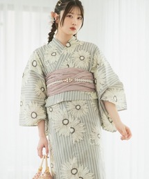 【1人で着られる浴衣4点セット】浴衣・兵児帯・腰紐2本《夏ときめき浴衣》