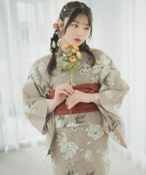 CELEN（セレン）の「【1人で着られる浴衣4点セット】浴衣・兵児帯・腰紐2本《夏ときめき浴衣》（浴衣・レディース・その他3/その他12/その他4/その他7/その他9/その他6/その他8/その他10/その他1/その他2/その他5/その他11/ホワイト系/イエロー系/グレー系1/グレー系2/アイボリー系/グレー系3/ブラウン系1/ブラウン系2/ネイビー系・FREE）」の6枚目の写真