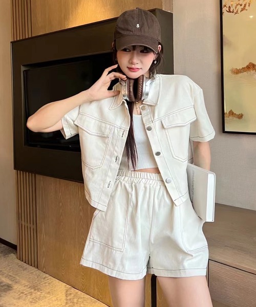 SpRay（スプレイ）の「ステッチショートスリーブセットアップ