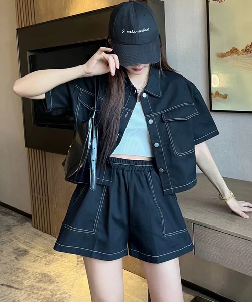 まぁみ♡さん  GDラインスリーブショートジャケット A'GEM/9 × .kom『.kom/ドットケーオーエム』 ショート丈 サイド