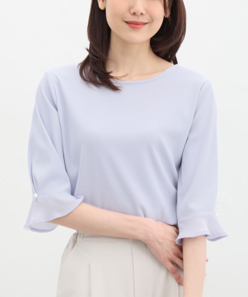 Honeys(ハニーズ)の「袖口パール付きトップス(Tシャツ/カットソー・レディース・アイボリー/ブラック/サックスブルー/ラベンダー・S/M/L/LL)」の21枚目の写真