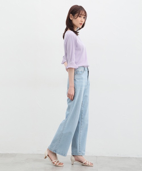 Honeys(ハニーズ)の「袖口パール付きトップス(Tシャツ/カットソー・レディース・アイボリー/ブラック/サックスブルー/ラベンダー・S/M/L/LL)」の22枚目の写真