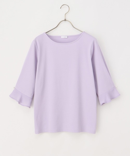 Honeys(ハニーズ)の「袖口パール付きトップス(Tシャツ/カットソー・レディース・アイボリー/ブラック/サックスブルー/ラベンダー・S/M/L/LL)」の18枚目の写真