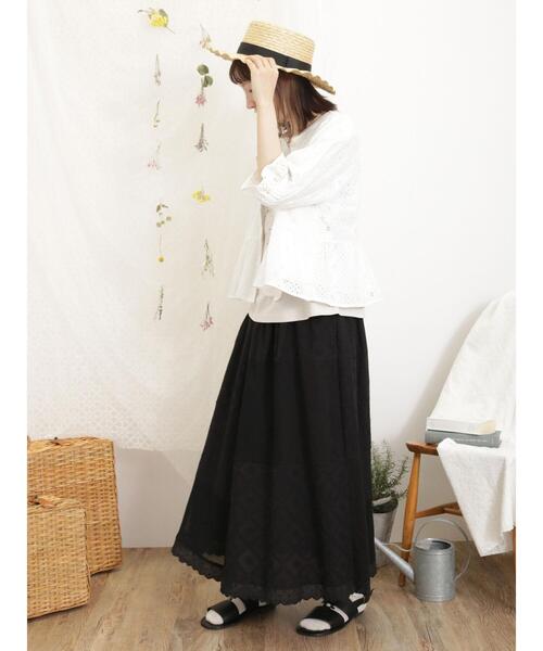 Samansa Mos2（サマンサ モスモス）の「オーバーレース裾フリルショートジャケット（ノーカラージャケット・レディース・キナリ/ブラウン/オフホワイト・F）」の21枚目の写真