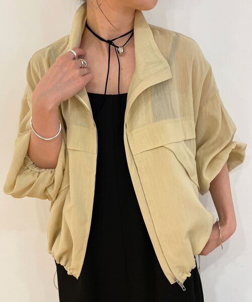 Omekashi（オメカシ）の「シアーワイドブルゾン（ブルゾン・レディース・オフホワイト/ブラック/ベージュ・FREE）」の9枚目の写真